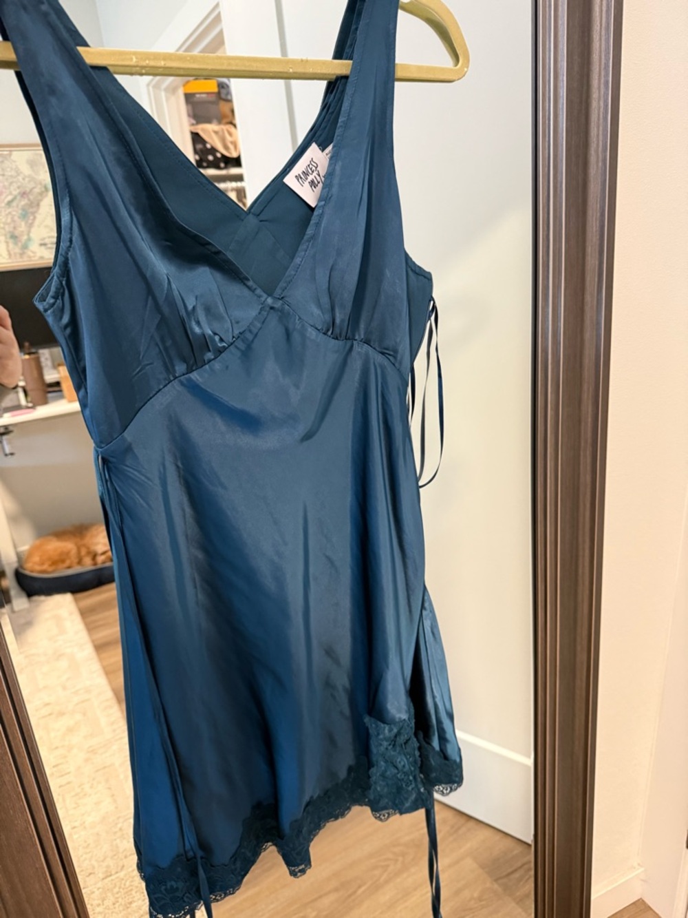 Princess Polly Navy Satin Lace Slip
